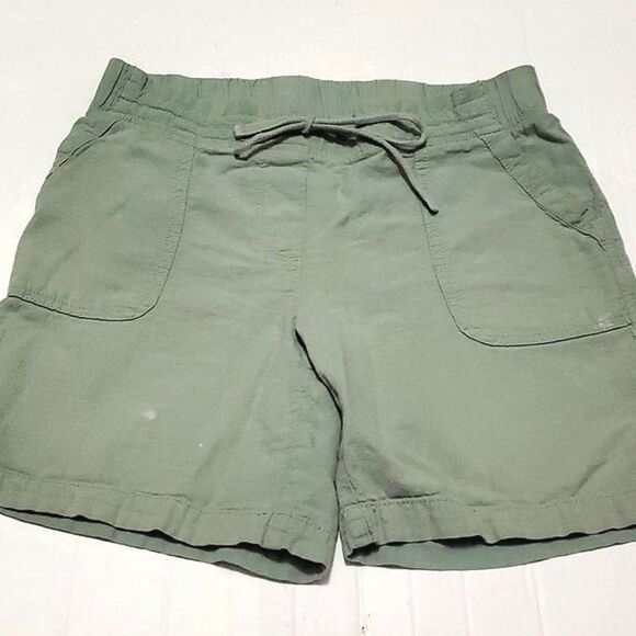 Talbots Sage Green Flat Front Utility Pull On Shorts Athleisure Boho - Picture 3 of 8
